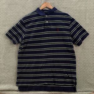 Polo Ralph Lauren Striped Polo Shirt Men’s XL Navy Green Pony Logo Classic Fit